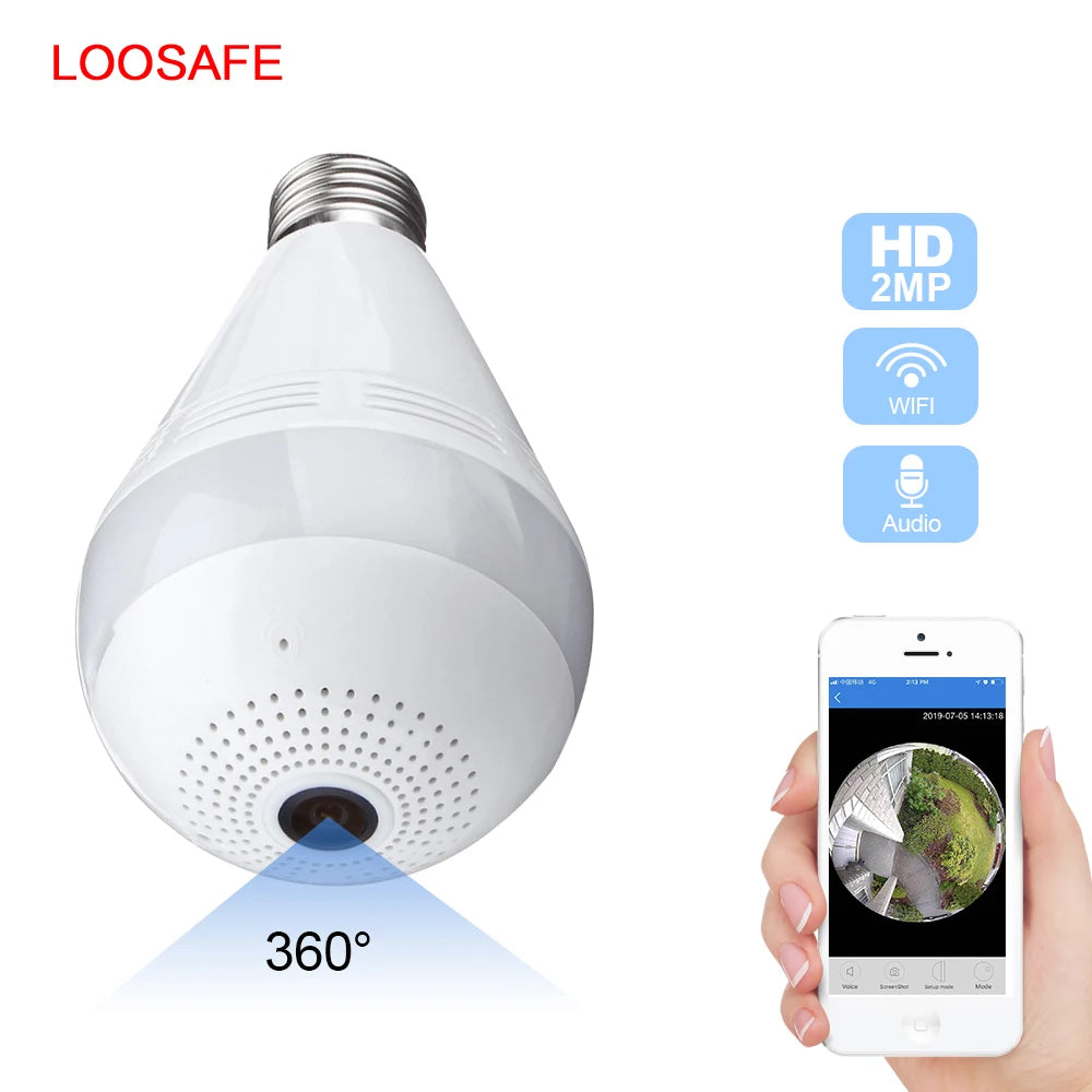 Caméra WiFi Lampe 360° Full HD avec Vision Nocturne & Détection de Mouvement