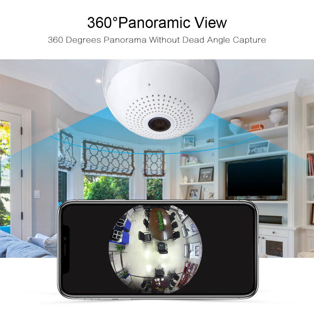 Caméra WiFi Lampe 360° Full HD avec Vision Nocturne & Détection de Mouvement