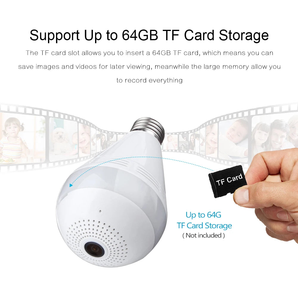 Caméra WiFi Lampe 360° Full HD avec Vision Nocturne & Détection de Mouvement