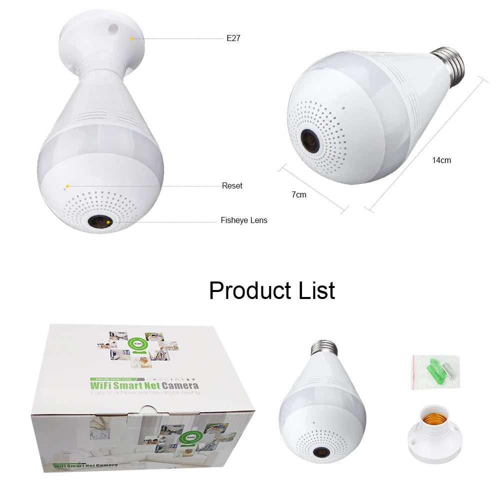 Caméra WiFi Lampe 360° Full HD avec Vision Nocturne & Détection de Mouvement