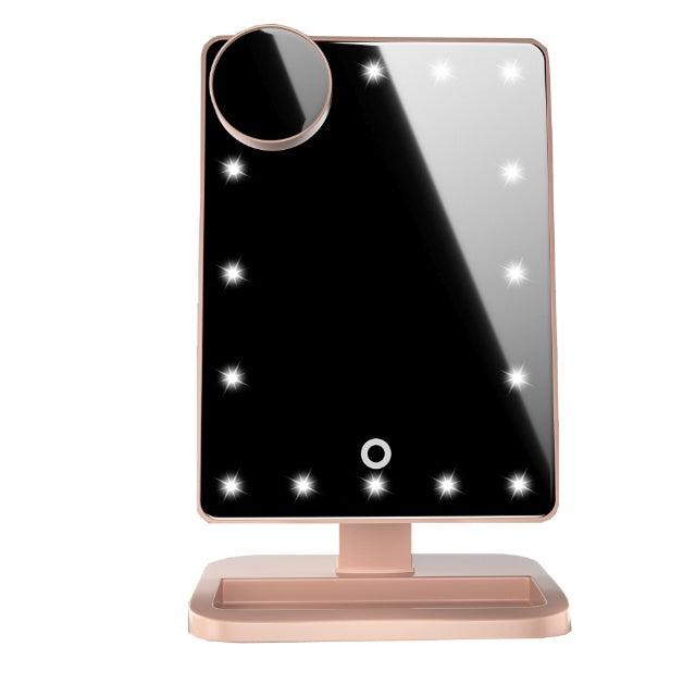 Miroir de maquillage tactile avec 20 LED, haut-parleur Bluetooth et musique