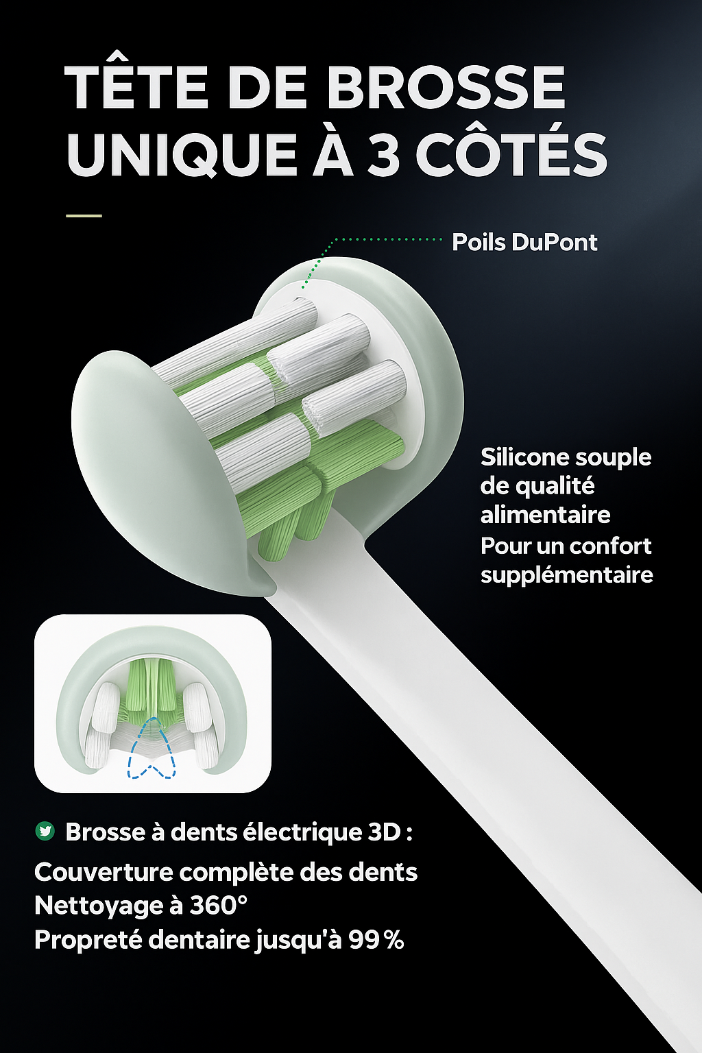 Brosse à dents sonique originale à triple poils