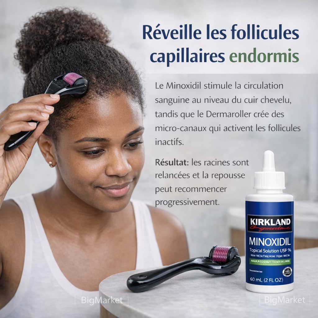 Sérum Minoxidil & Dermaroller – Repousse Capillaire Rapide et Naturelle
